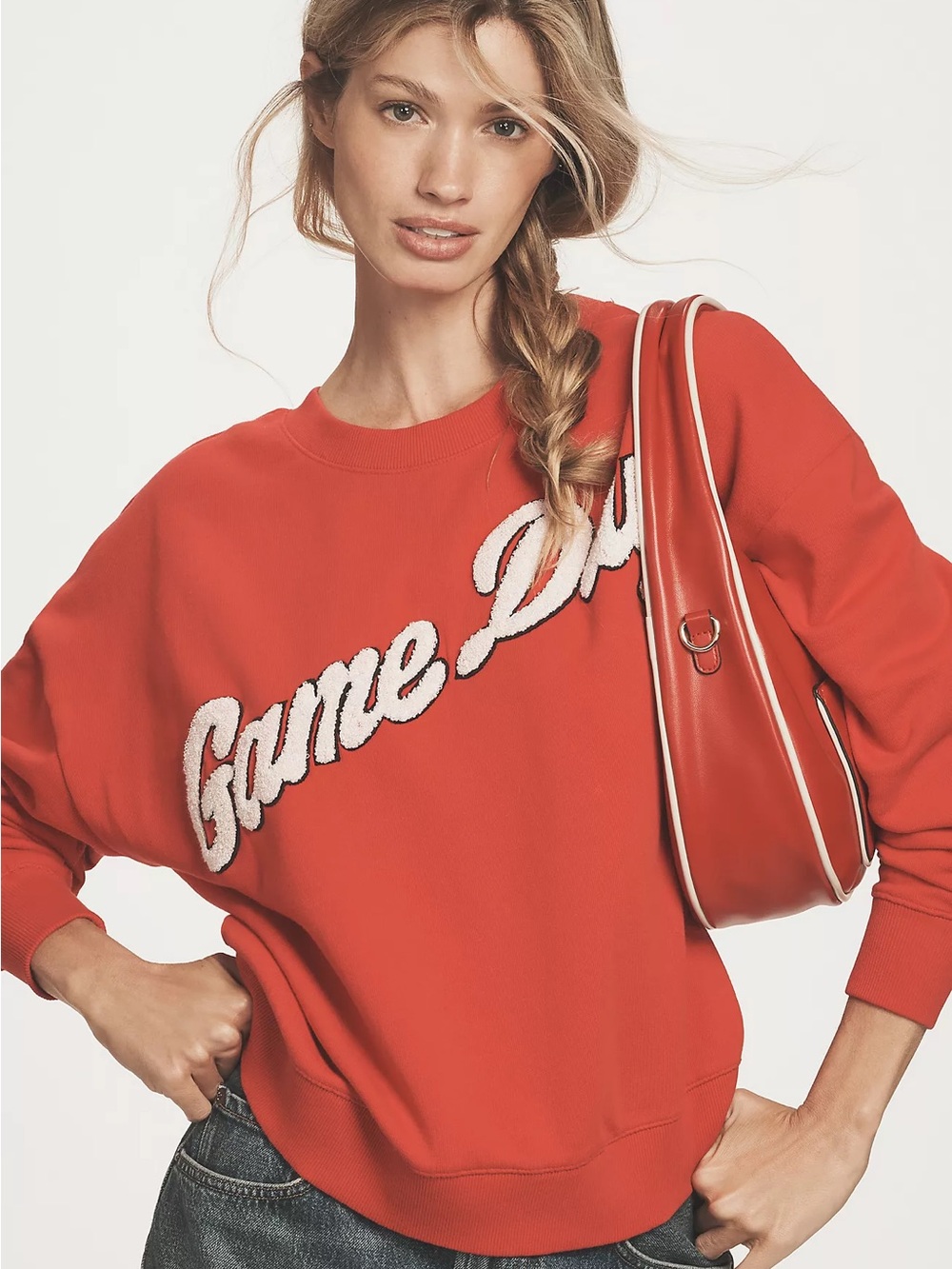 Maeve Red 'Game Day' Script Sweatshirt